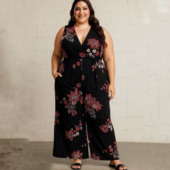 Maurices Pants - Maurices Jumpsuit Women Plus Size 2X Floral Cottage Flowy Silky Resort Vacation